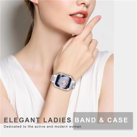 Compatible for Apple Watch Band 40mm Series 6/5/4/SE, Diamond Rhinestone Case - Picture 6 of 7